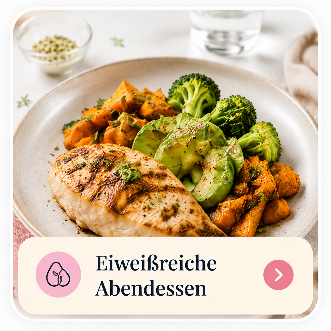Eiweißreiche Abendessen mit Hähnchen und Gemüse