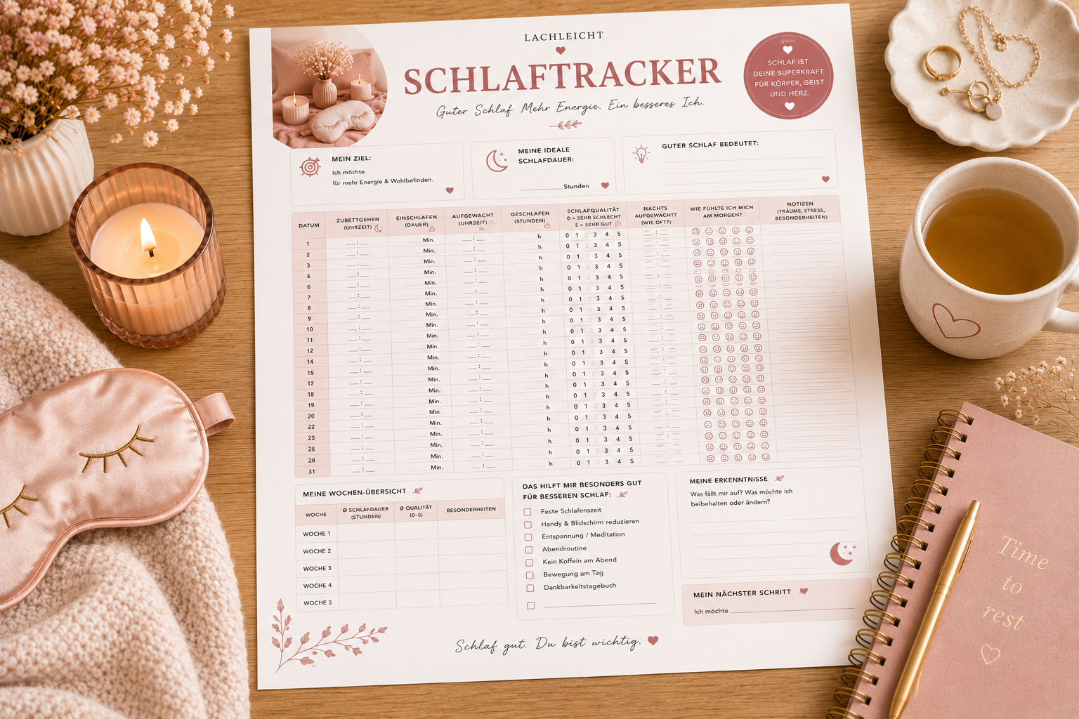 Schlaftracker PDF zum Ausdrucken | Lachleicht – Bild 2