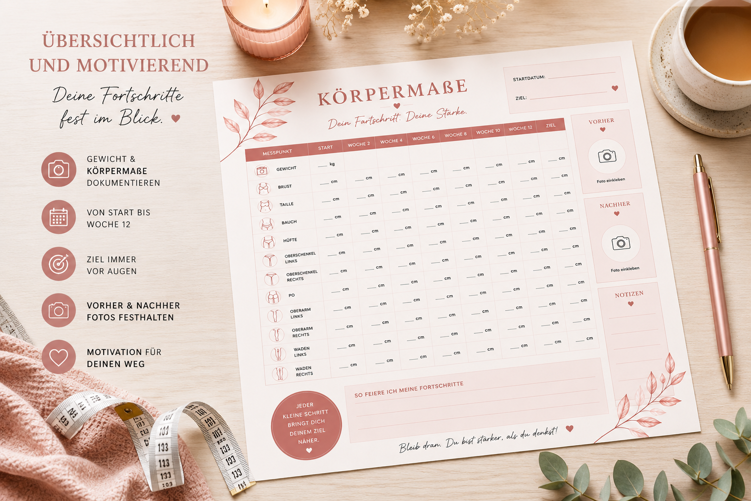 Körpermaße Tracker PDF zum Ausdrucken | Lachleicht – Bild 3