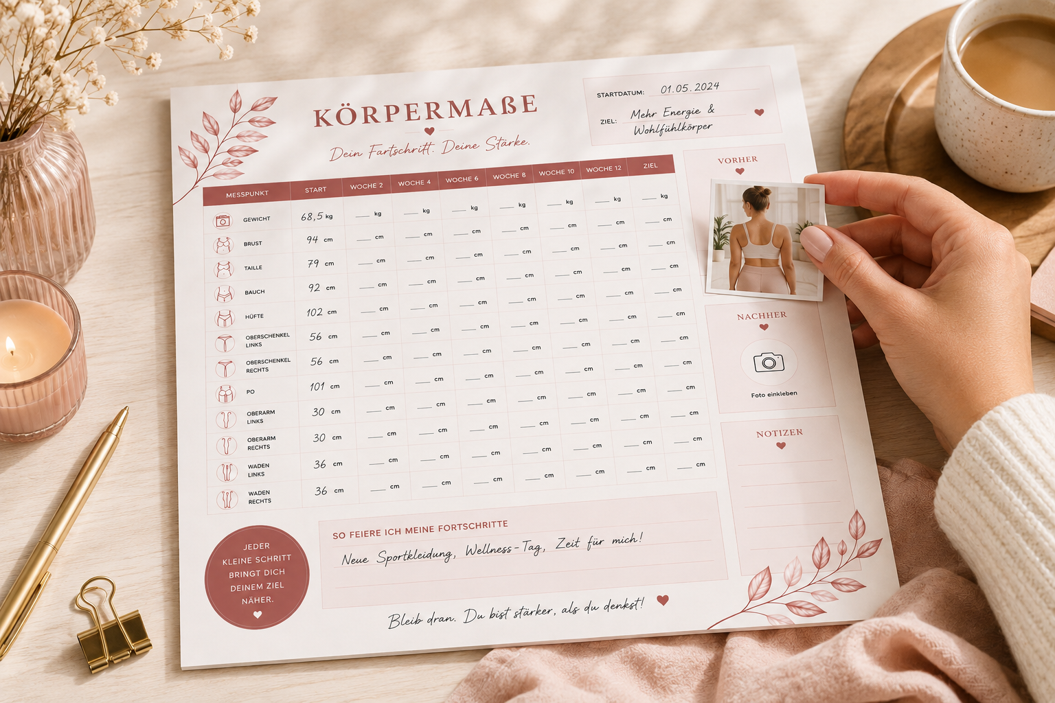 Körpermaße Tracker PDF zum Ausdrucken | Lachleicht – Bild 5