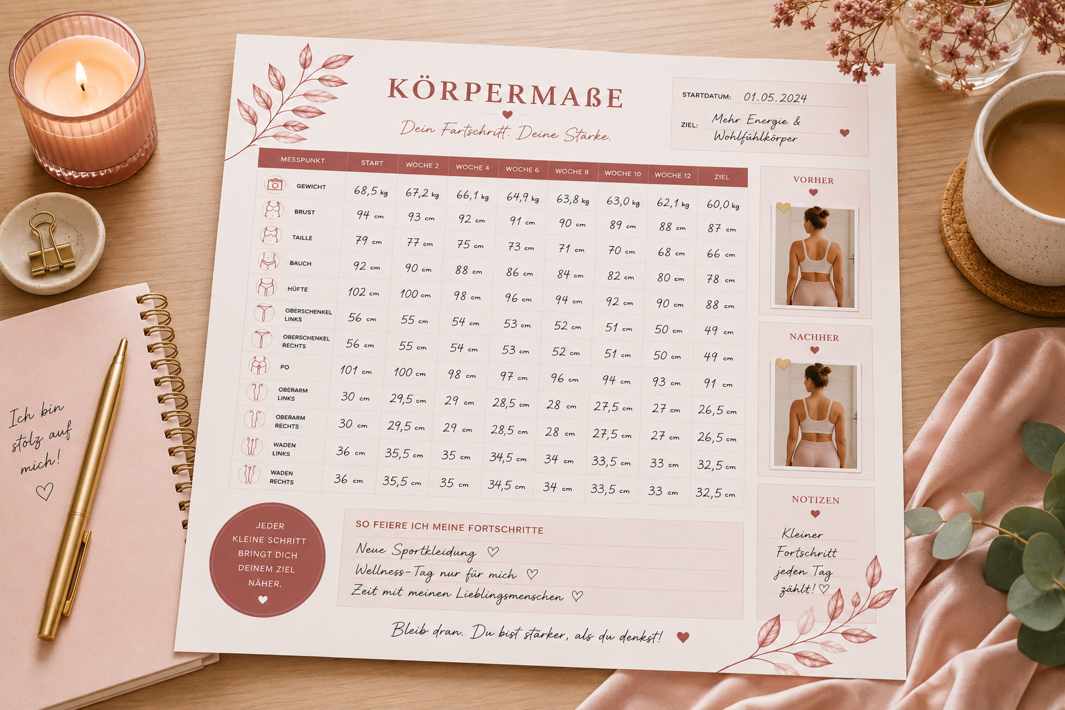 Körpermaße Tracker PDF zum Ausdrucken | Lachleicht – Bild 6