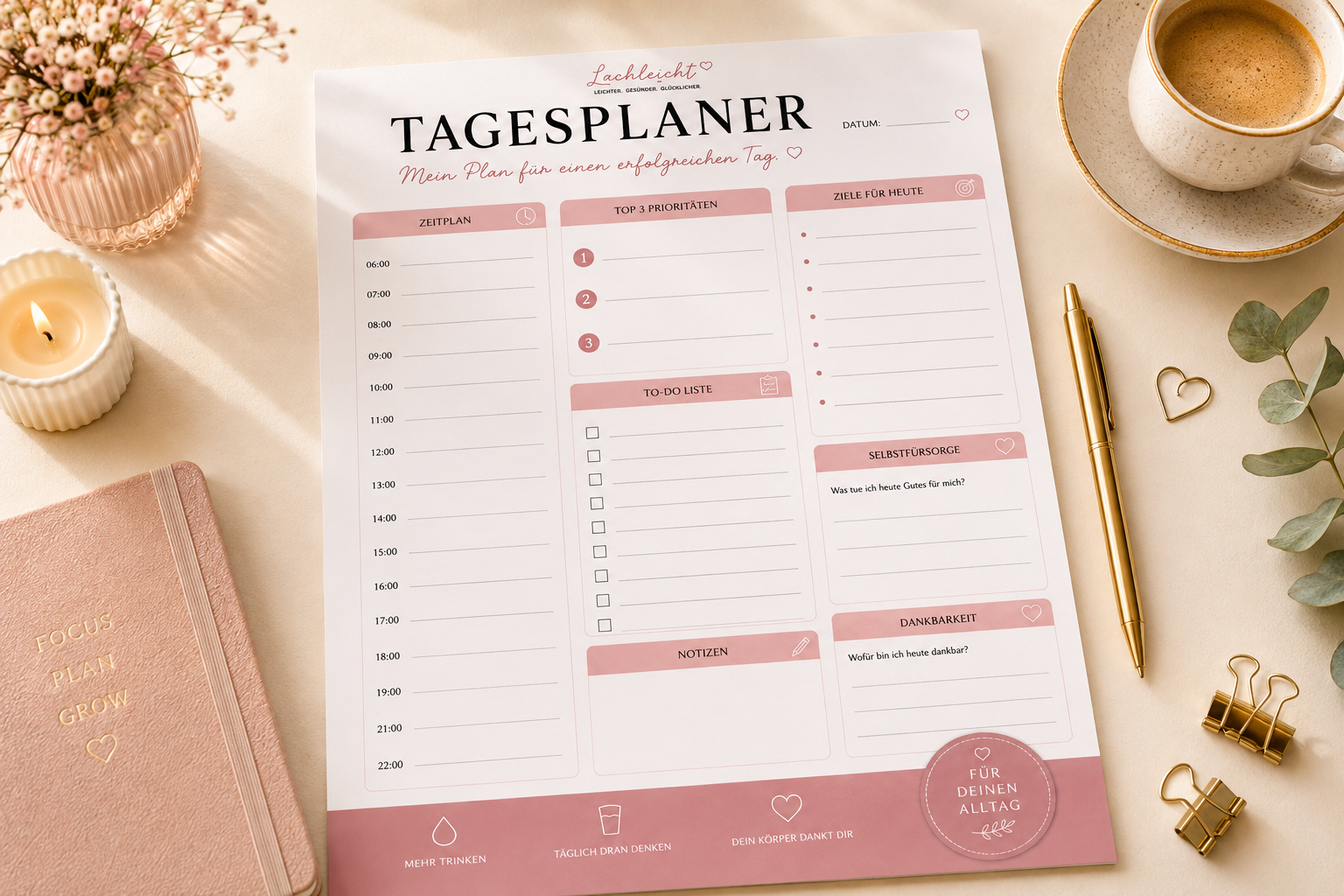 Tagesplaner PDF zum Ausdrucken | Lachleicht