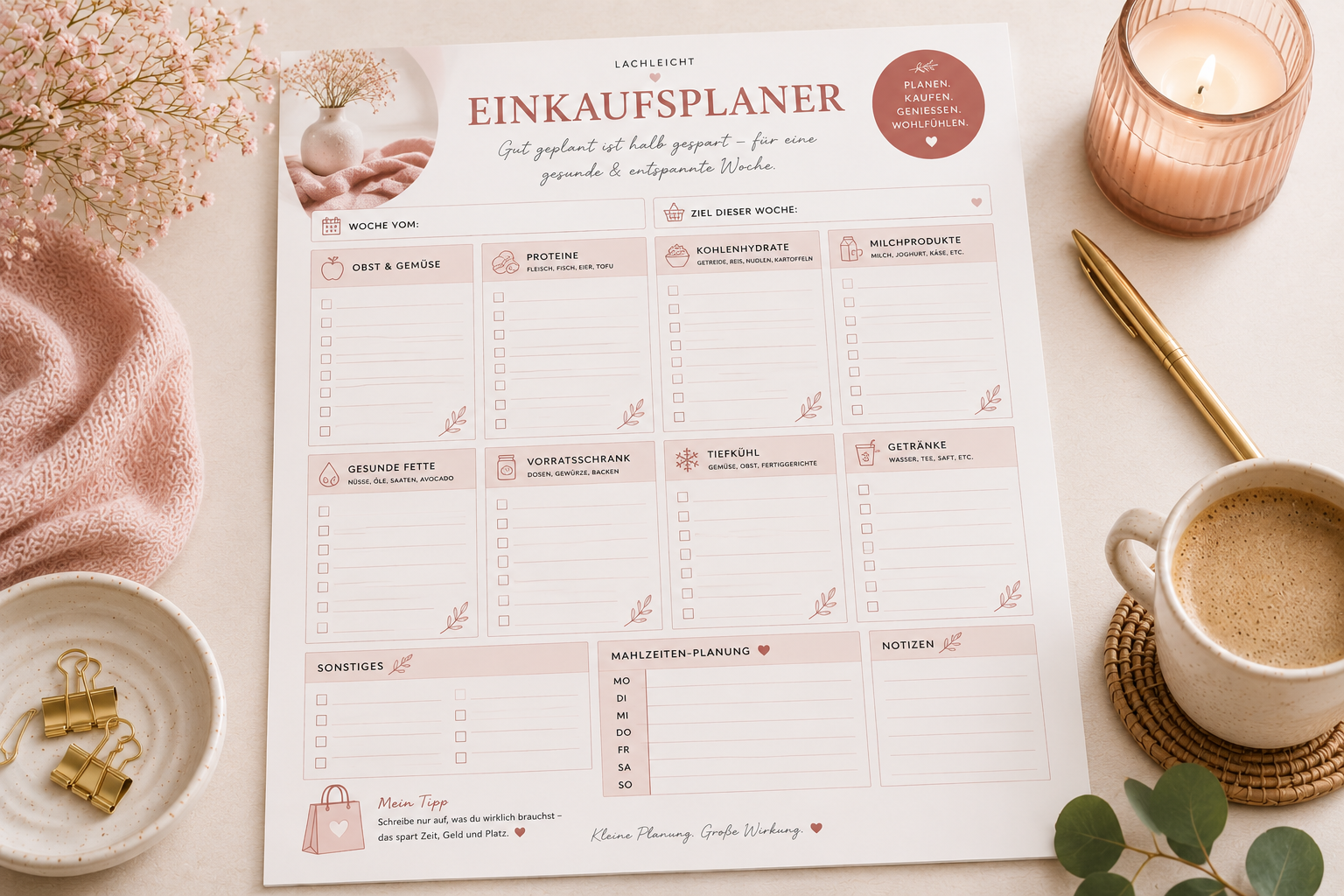 Einkaufsplaner PDF zum Ausdrucken | Lachleicht
